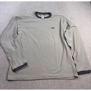 The North Face Mens Tan Fleece Pullover Long Sleeve Crew Neck Pocket Large